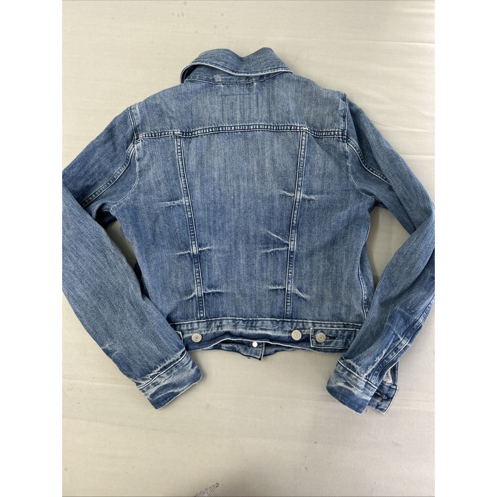 Womens Levi's Jeans Silver Label Denim Jacket Medium Whisker Fade Trucker Chic - Picture 8 of 8